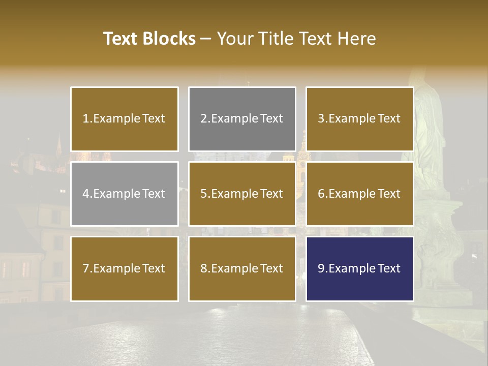 A Cityscape At Night With A Statue In The Foreground PowerPoint Template