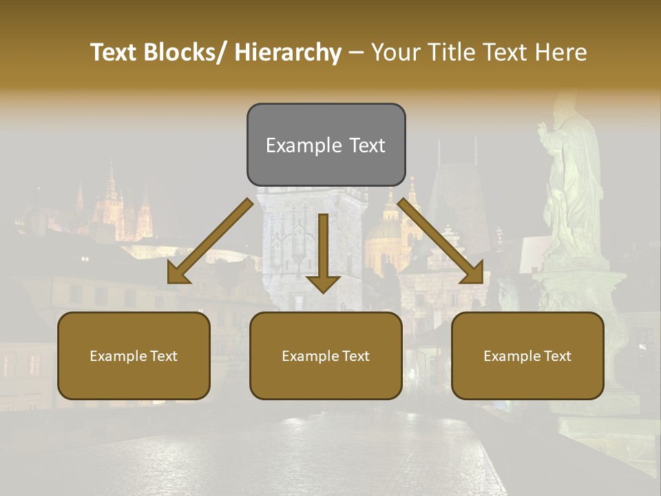 A Cityscape At Night With A Statue In The Foreground PowerPoint Template