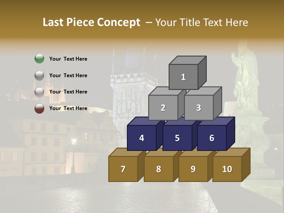 A Cityscape At Night With A Statue In The Foreground PowerPoint Template