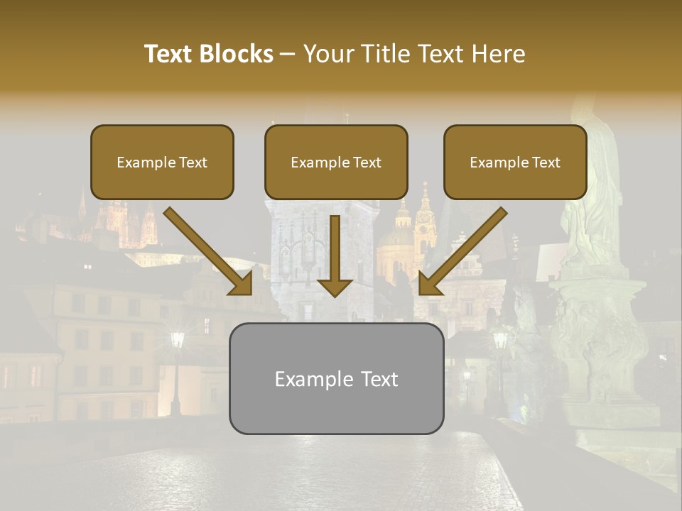 A Cityscape At Night With A Statue In The Foreground PowerPoint Template