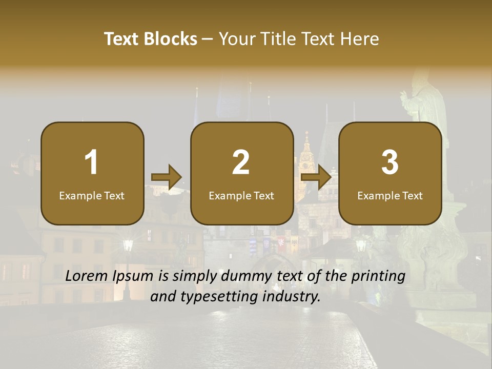 A Cityscape At Night With A Statue In The Foreground PowerPoint Template