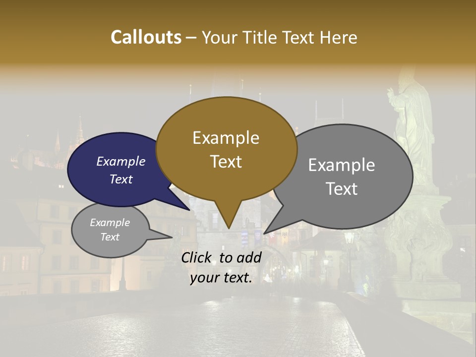 A Cityscape At Night With A Statue In The Foreground PowerPoint Template