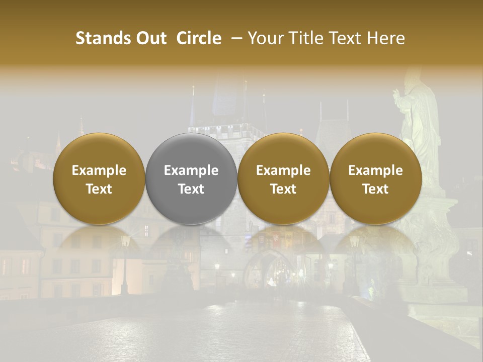 A Cityscape At Night With A Statue In The Foreground PowerPoint Template