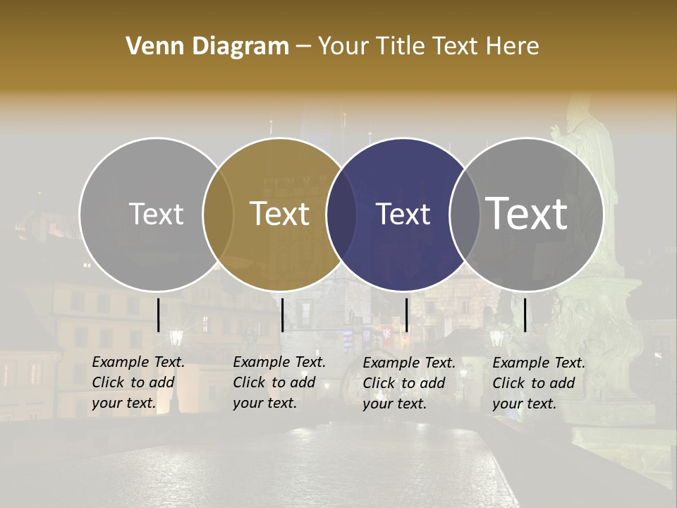 A Cityscape At Night With A Statue In The Foreground PowerPoint Template