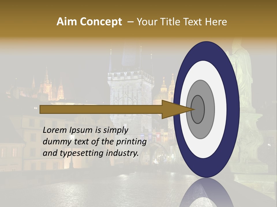 A Cityscape At Night With A Statue In The Foreground PowerPoint Template