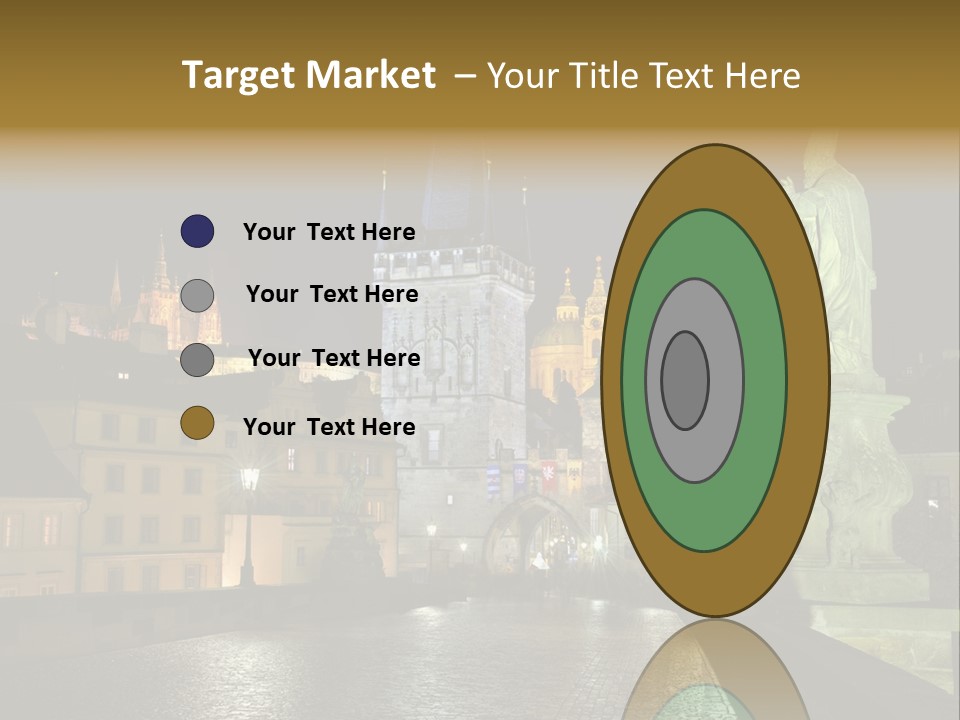 A Cityscape At Night With A Statue In The Foreground PowerPoint Template