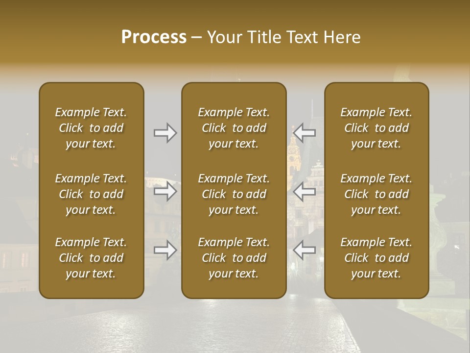 A Cityscape At Night With A Statue In The Foreground PowerPoint Template