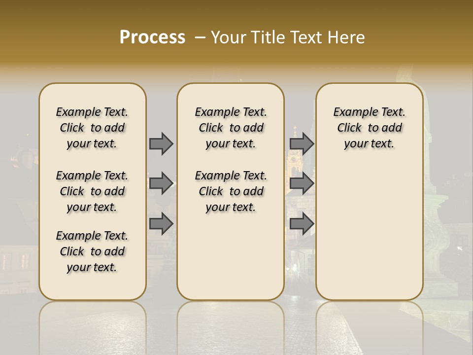 A Cityscape At Night With A Statue In The Foreground PowerPoint Template