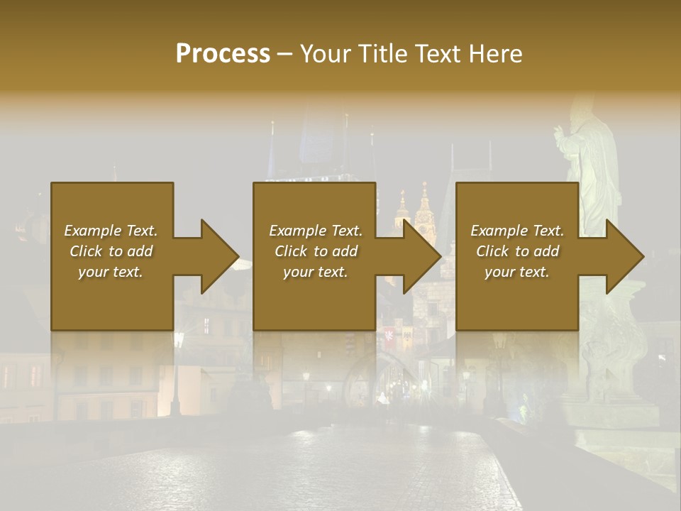 A Cityscape At Night With A Statue In The Foreground PowerPoint Template