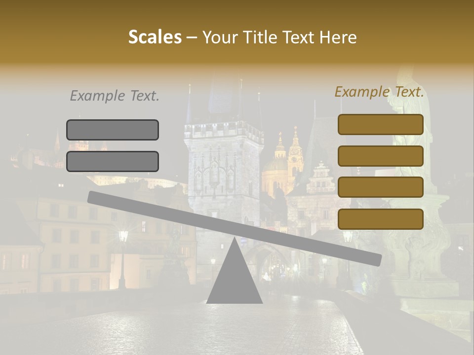 A Cityscape At Night With A Statue In The Foreground PowerPoint Template