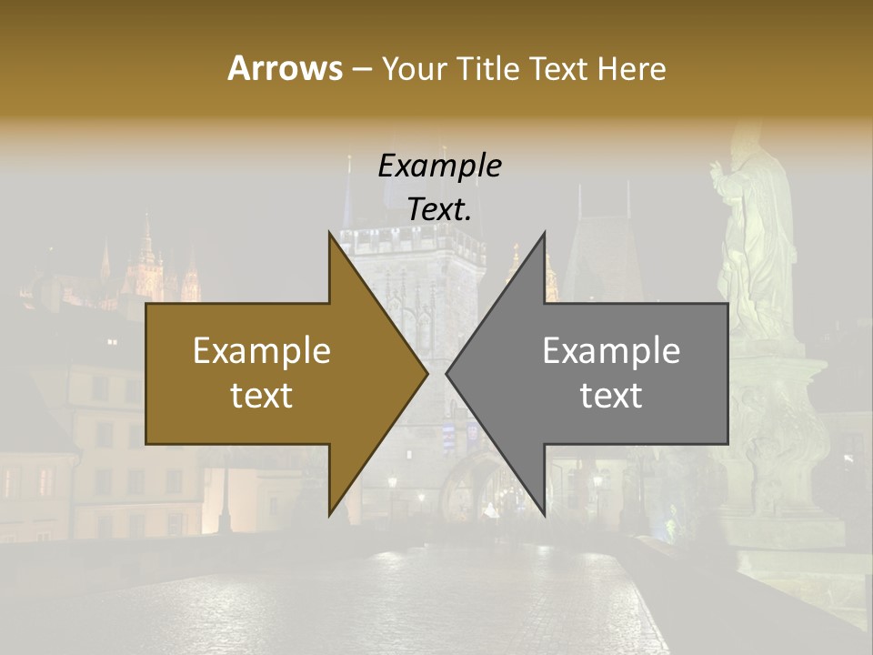 A Cityscape At Night With A Statue In The Foreground PowerPoint Template