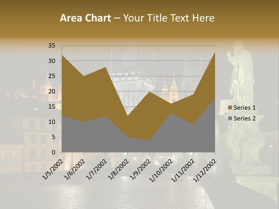 A Cityscape At Night With A Statue In The Foreground PowerPoint Template