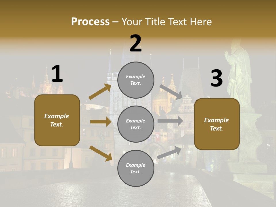 A Cityscape At Night With A Statue In The Foreground PowerPoint Template