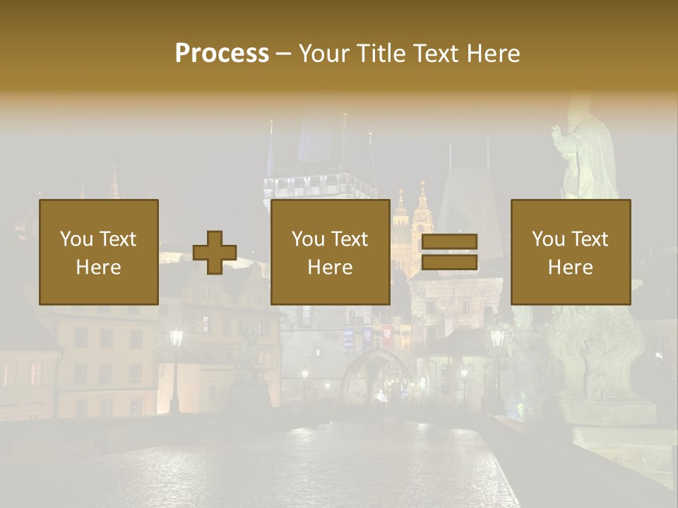 A Cityscape At Night With A Statue In The Foreground PowerPoint Template