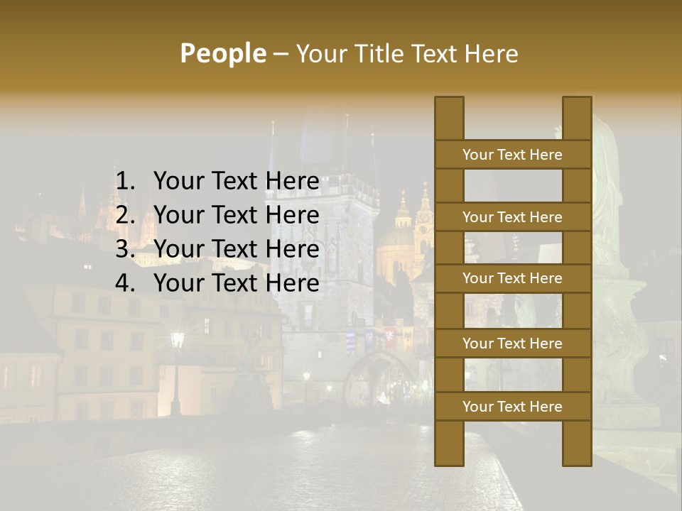 A Cityscape At Night With A Statue In The Foreground PowerPoint Template