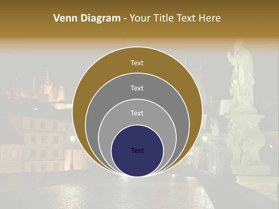 A Cityscape At Night With A Statue In The Foreground PowerPoint Template