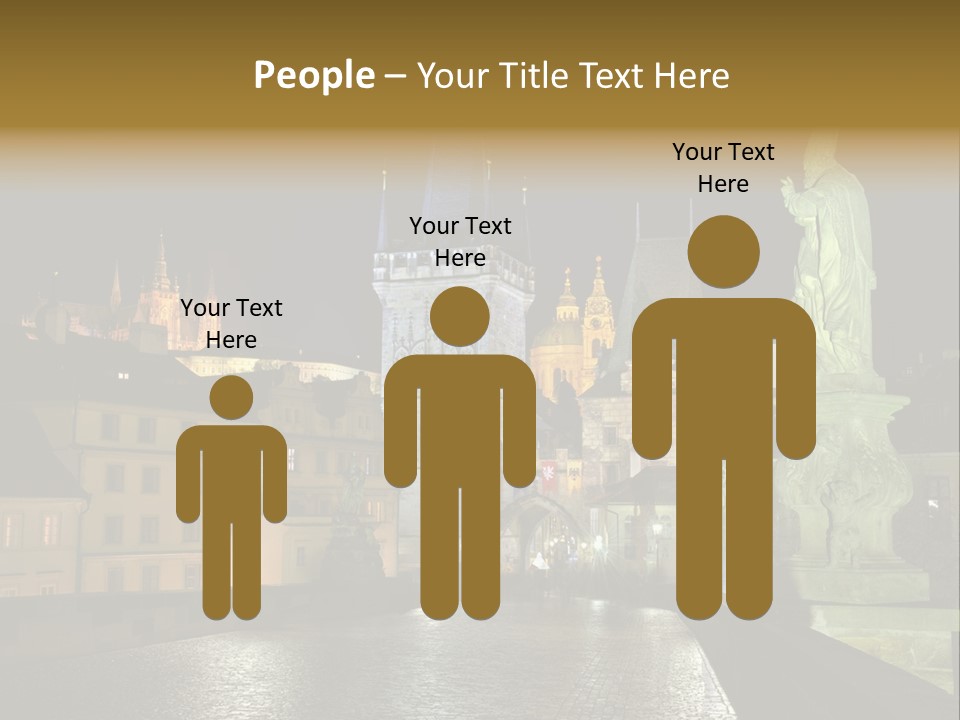 A Cityscape At Night With A Statue In The Foreground PowerPoint Template