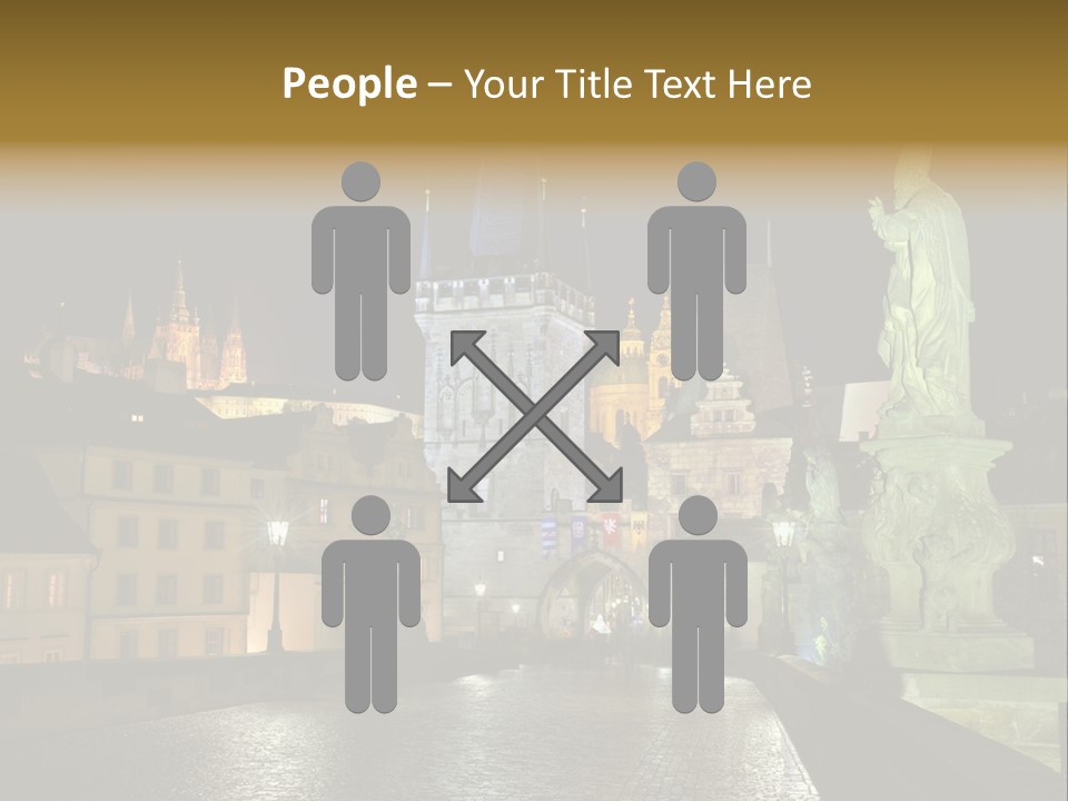 A Cityscape At Night With A Statue In The Foreground PowerPoint Template