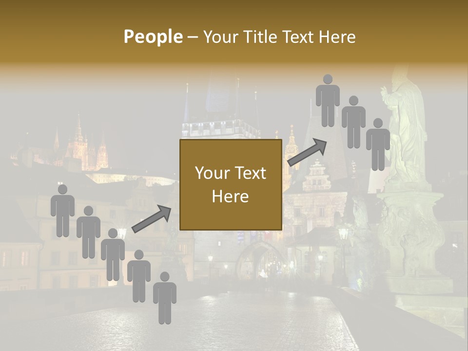 A Cityscape At Night With A Statue In The Foreground PowerPoint Template