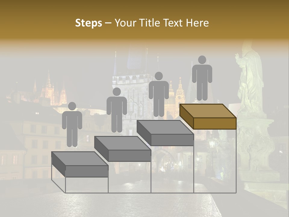 A Cityscape At Night With A Statue In The Foreground PowerPoint Template