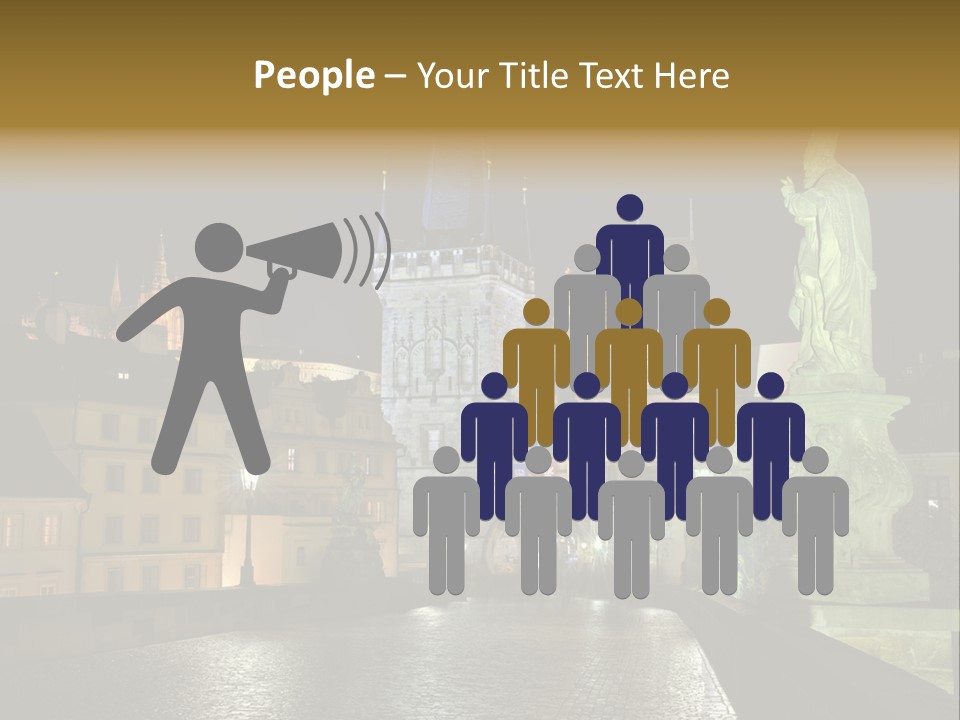 A Cityscape At Night With A Statue In The Foreground PowerPoint Template