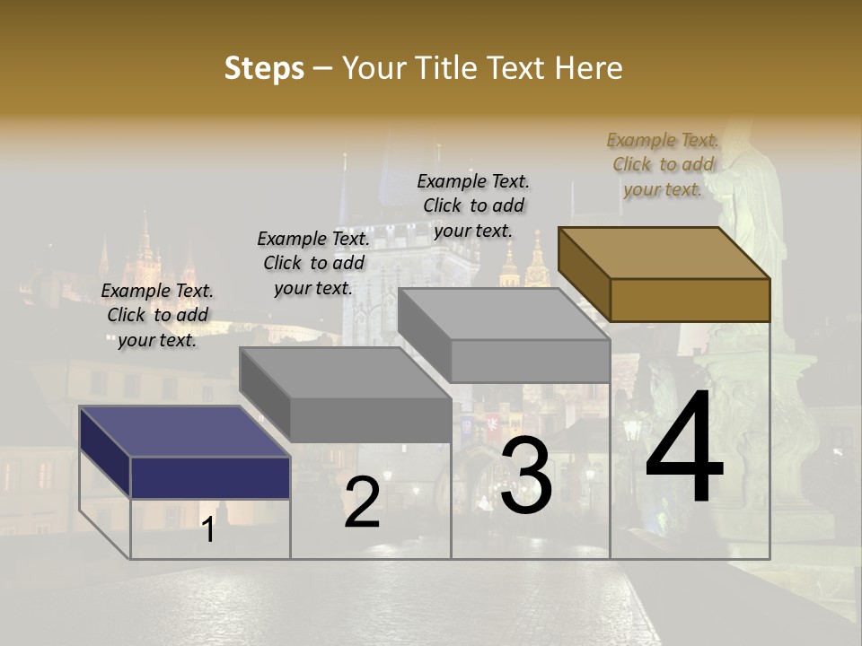A Cityscape At Night With A Statue In The Foreground PowerPoint Template