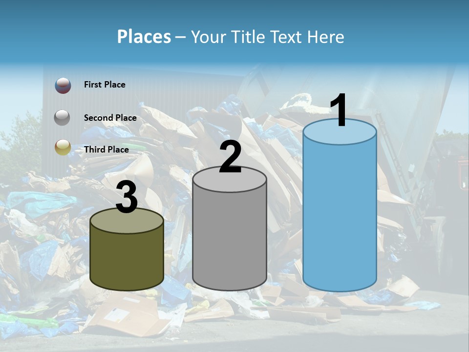 A Large Pile Of Garbage Sitting In Front Of A Building PowerPoint Template