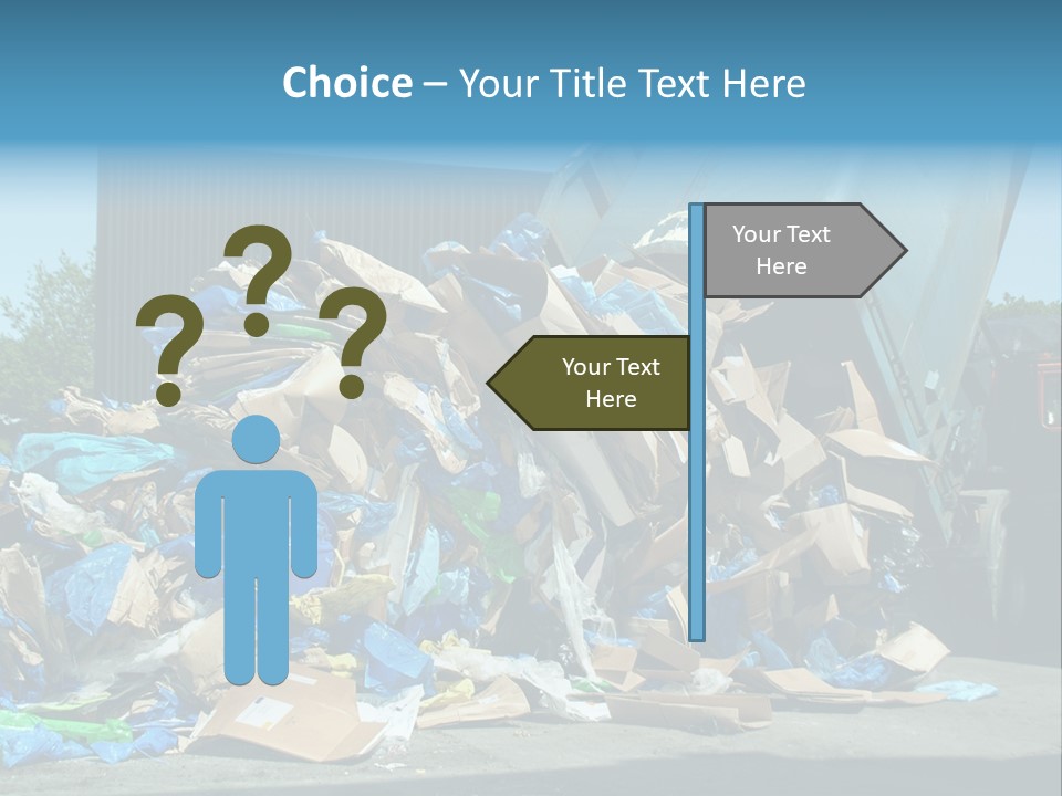 A Large Pile Of Garbage Sitting In Front Of A Building PowerPoint Template