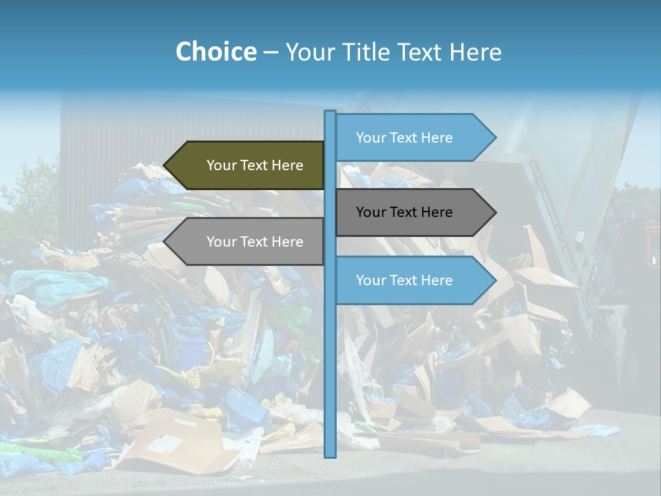 A Large Pile Of Garbage Sitting In Front Of A Building PowerPoint Template