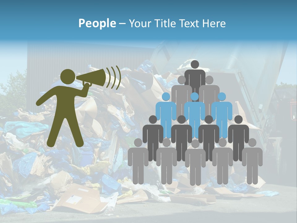 A Large Pile Of Garbage Sitting In Front Of A Building PowerPoint Template