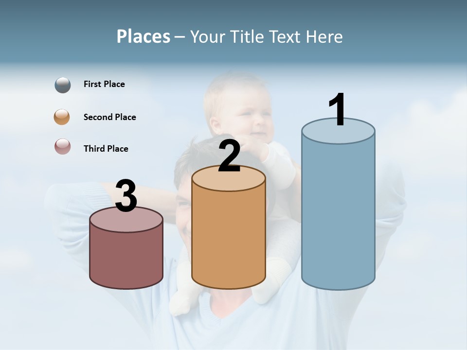 A Man Holding A Small Child On His Shoulders PowerPoint Template