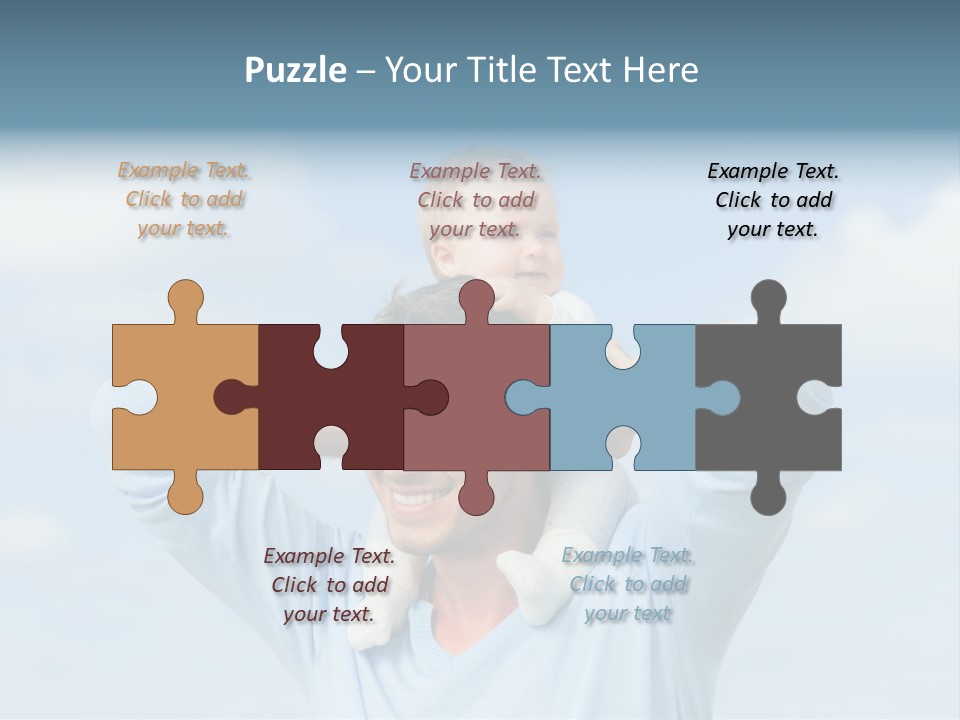 A Man Holding A Small Child On His Shoulders PowerPoint Template