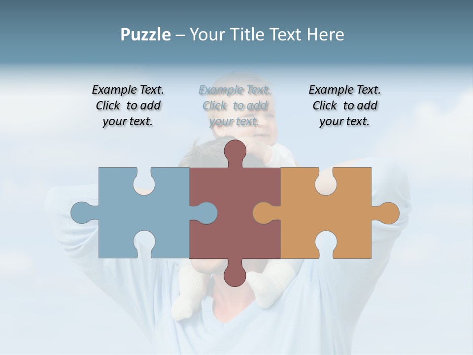 A Man Holding A Small Child On His Shoulders PowerPoint Template