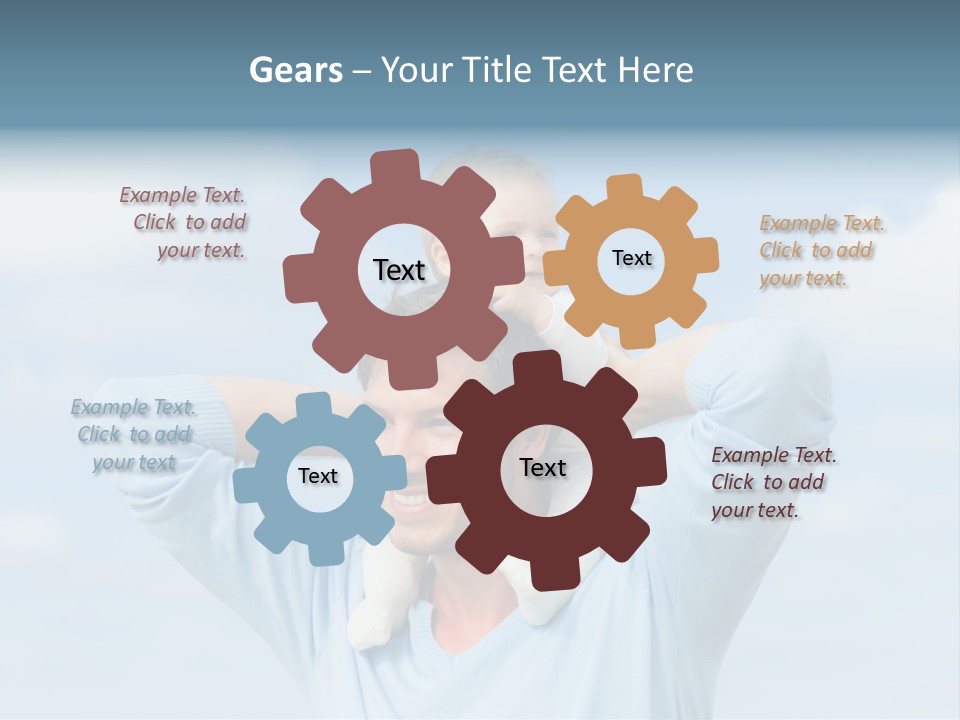 A Man Holding A Small Child On His Shoulders PowerPoint Template