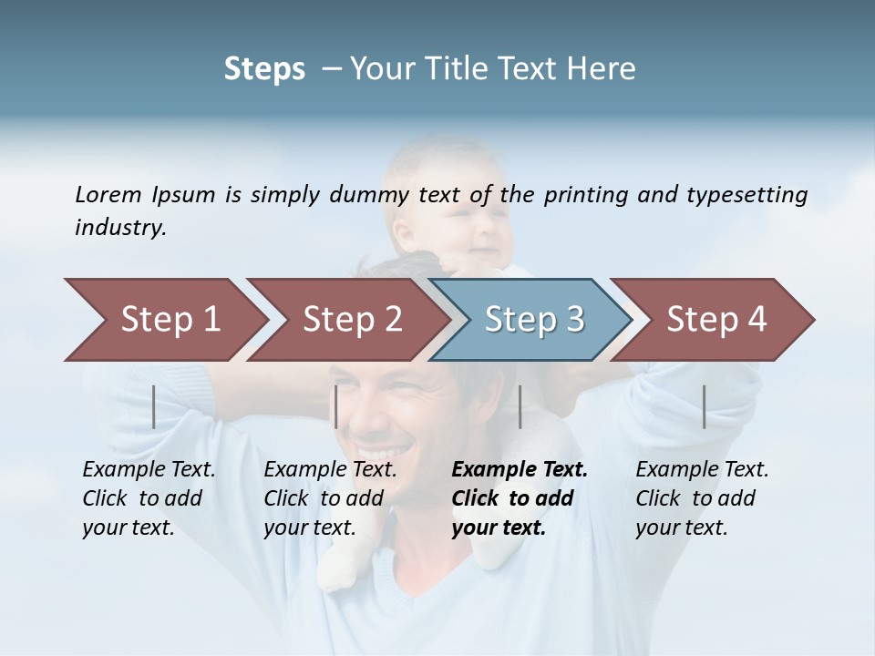 A Man Holding A Small Child On His Shoulders PowerPoint Template