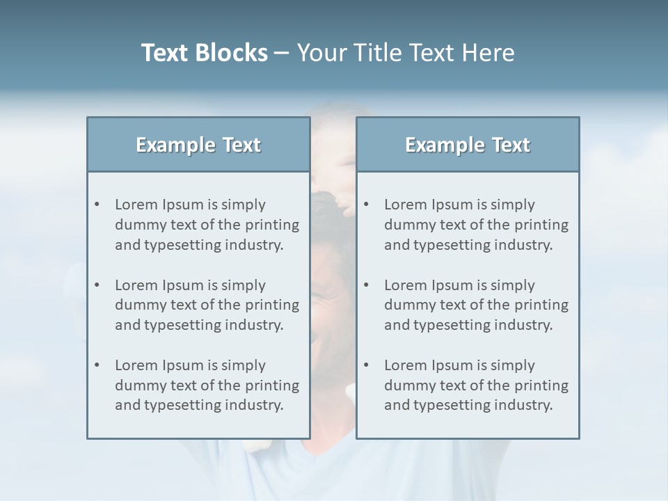 A Man Holding A Small Child On His Shoulders PowerPoint Template