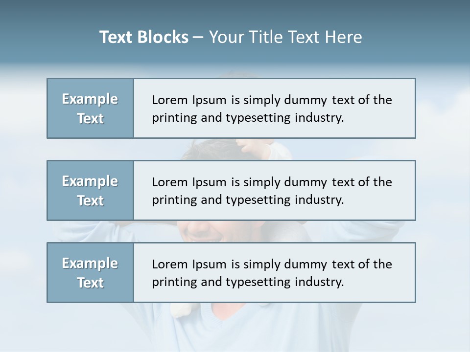 A Man Holding A Small Child On His Shoulders PowerPoint Template