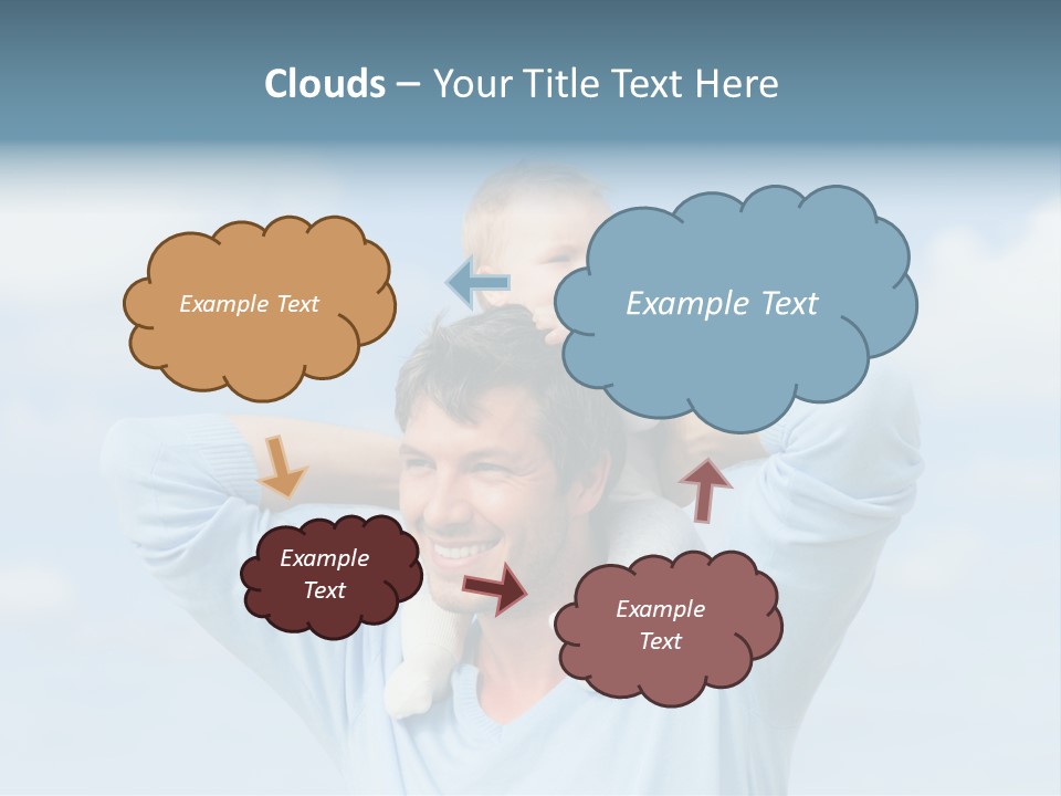 A Man Holding A Small Child On His Shoulders PowerPoint Template