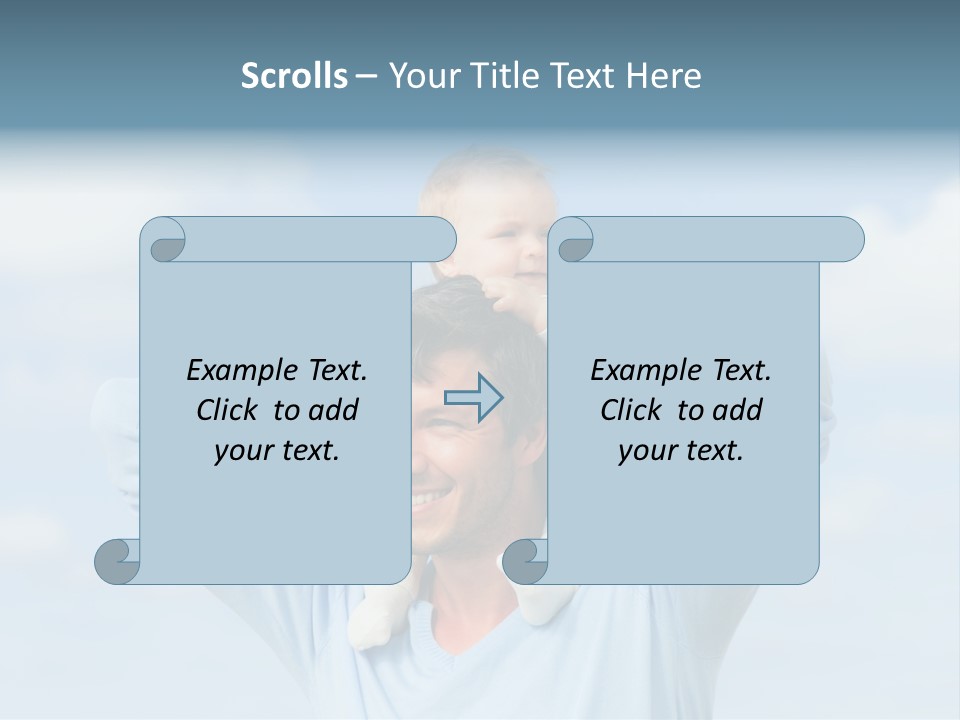 A Man Holding A Small Child On His Shoulders PowerPoint Template