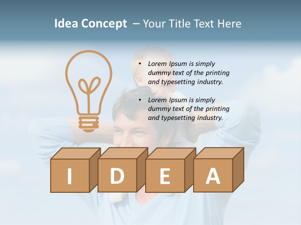 A Man Holding A Small Child On His Shoulders PowerPoint Template