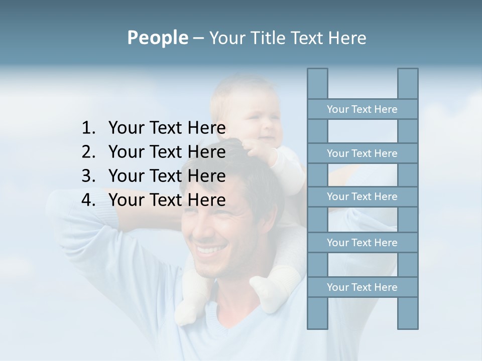 A Man Holding A Small Child On His Shoulders PowerPoint Template