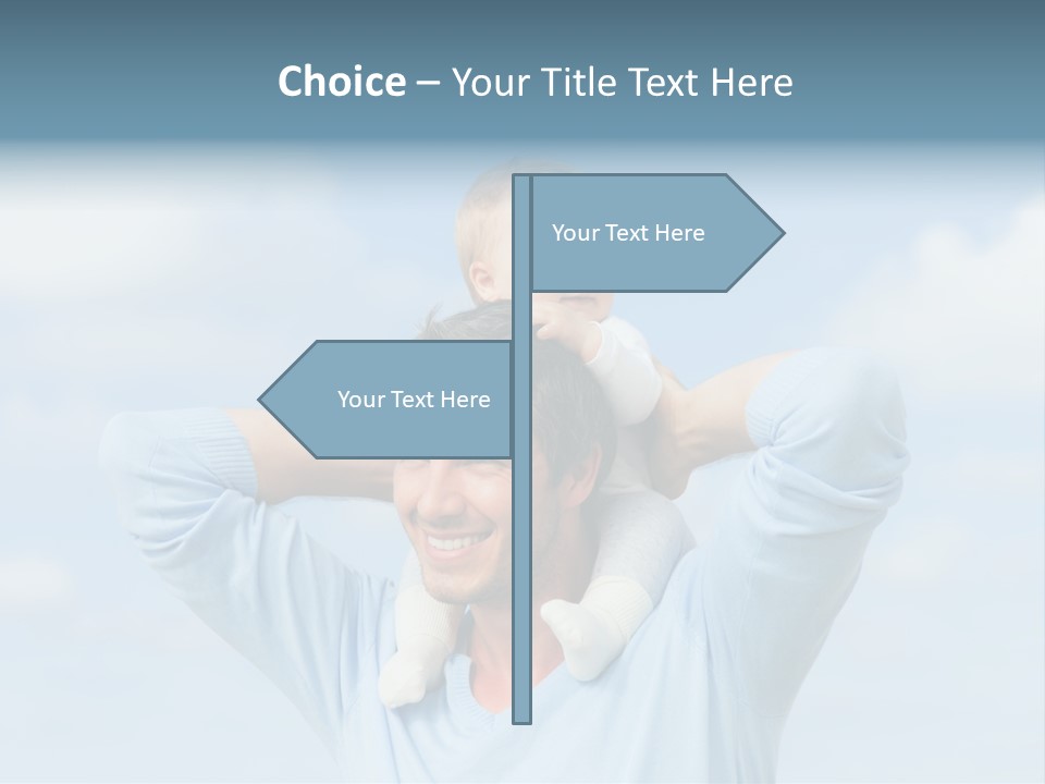 A Man Holding A Small Child On His Shoulders PowerPoint Template