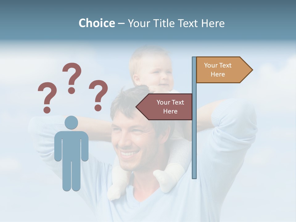 A Man Holding A Small Child On His Shoulders PowerPoint Template