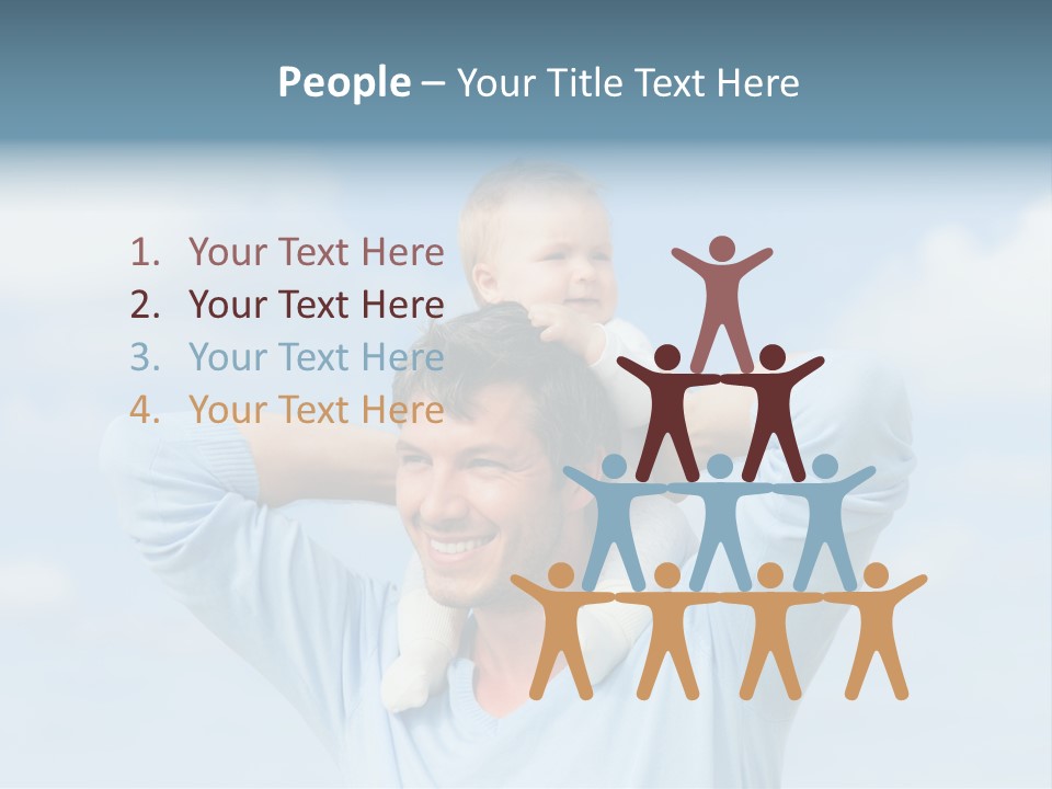 A Man Holding A Small Child On His Shoulders PowerPoint Template