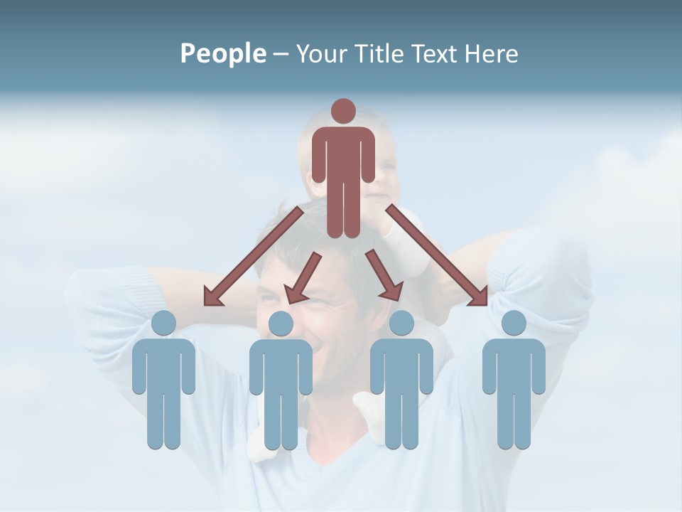 A Man Holding A Small Child On His Shoulders PowerPoint Template