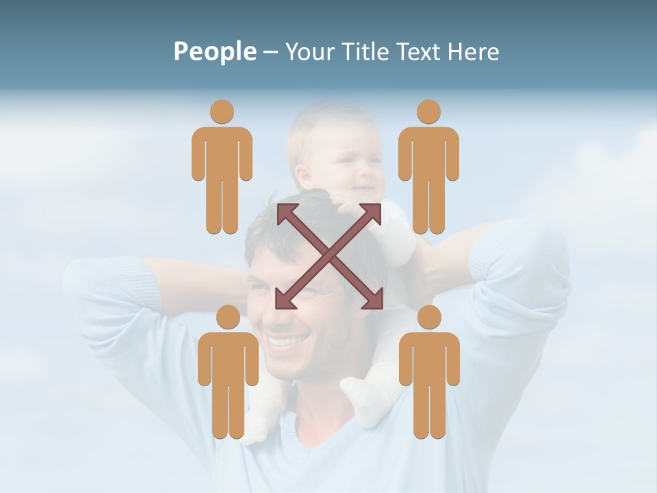 A Man Holding A Small Child On His Shoulders PowerPoint Template