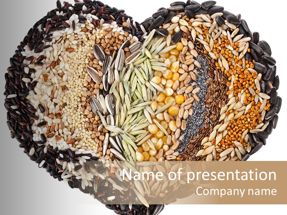 A Heart Shaped Bowl Filled With Grains And Seeds PowerPoint Template