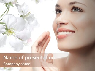 A Beautiful Woman With Flowers In The Background PowerPoint Template