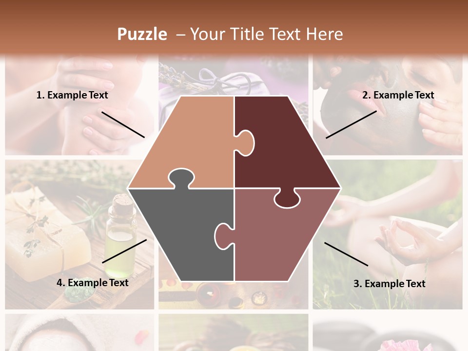 A Collage Of Photos With A Woman's Face And Hands PowerPoint Template