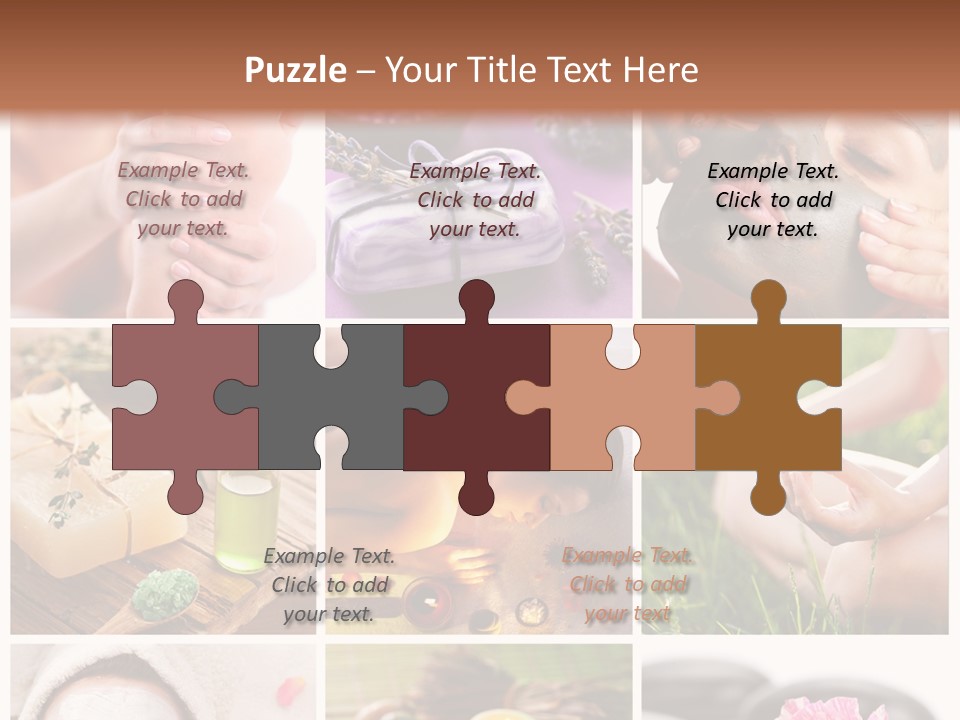 A Collage Of Photos With A Woman's Face And Hands PowerPoint Template